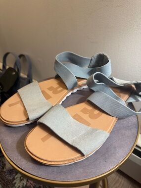Sorel Ella II suede light blue sandals